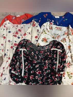 Floral Lace-Trim Black Women's Blouse BUNDLE!